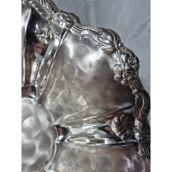 Vintage WMF Germany Ikora EP Silver Plate Floral Footed Serving Bowl 11” - Picture 11 of 16